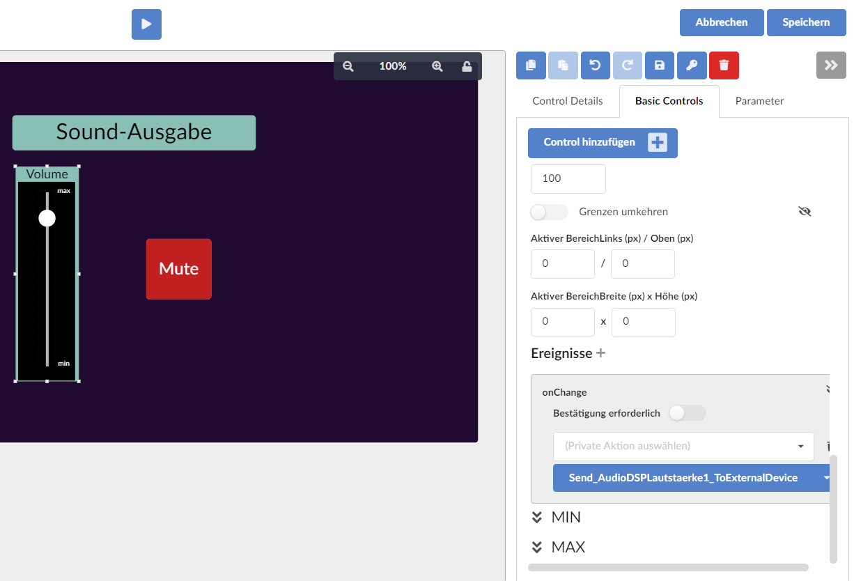 Screenshot Do (2): Aufrufen des Custom Events via onChange im Dashboard