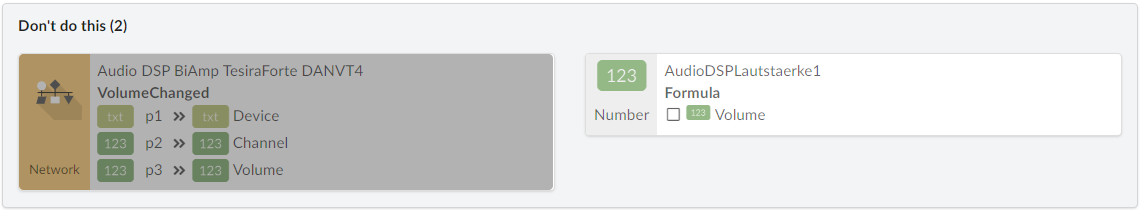 Screenshot Don't (2): Event Auslöser / Skript im Modul Skript Blöcke