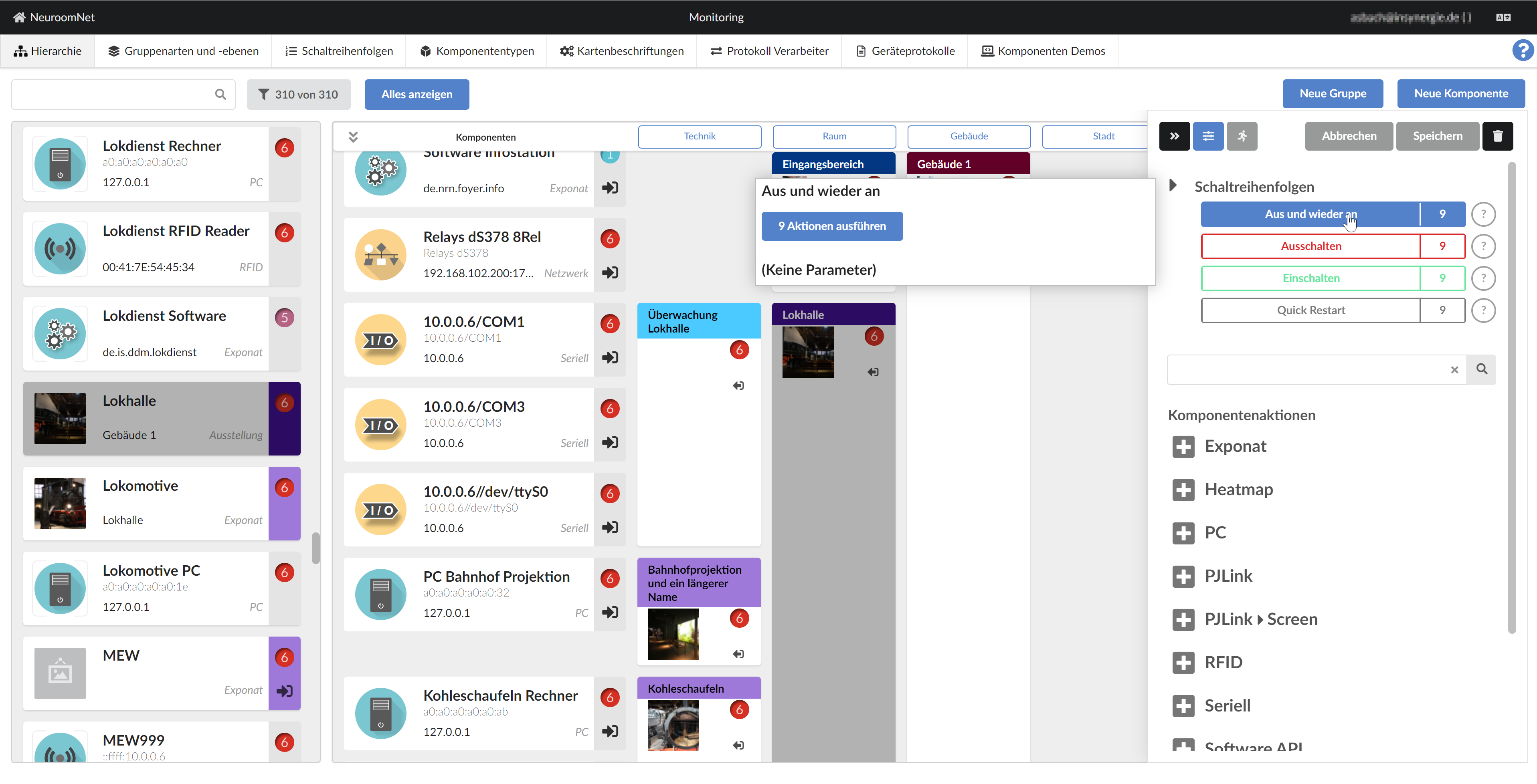 Modul Setup: Screenshot Ausführen einer Schaltreihenfolge