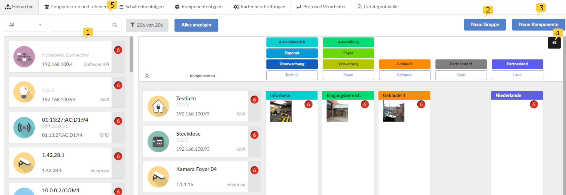 Modul Setup: Screenshot Reiter Hierarchie