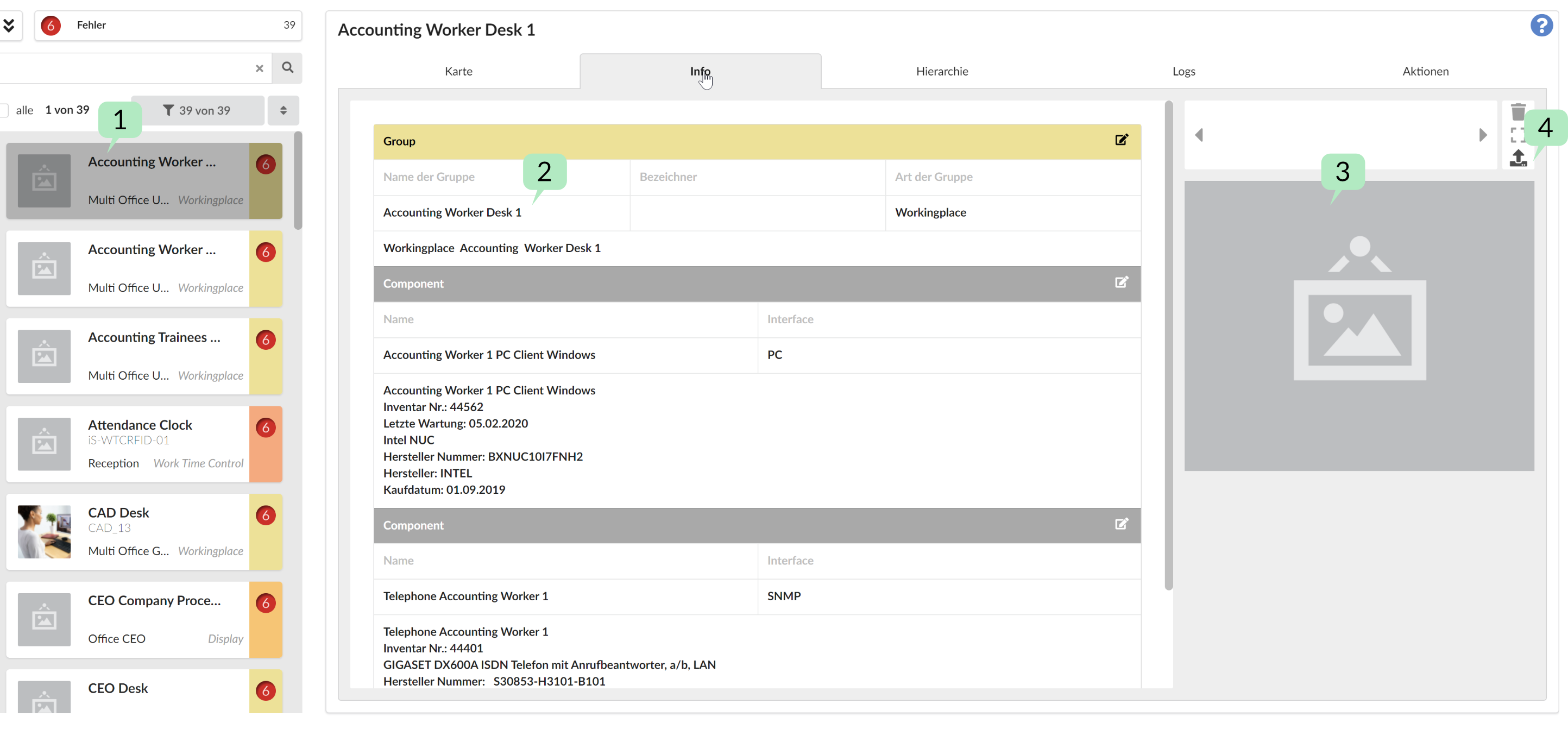 Modul Monitoring: Reiter Info